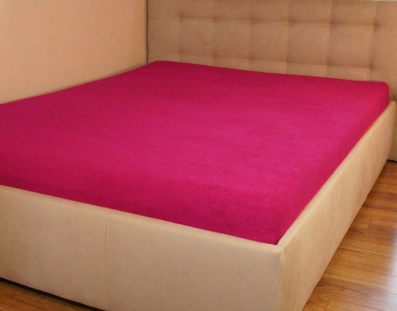 Prześcieradło frotte z gumką malinowe bordo 160x200