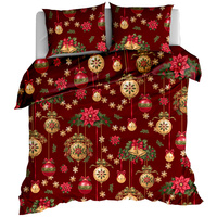 Pościel bawełniana Bombki glamour bordowe 160x200