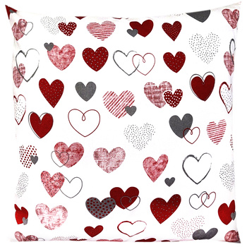 Poszewka bawełniana Serduszka czerwone "LOVE" 30x30