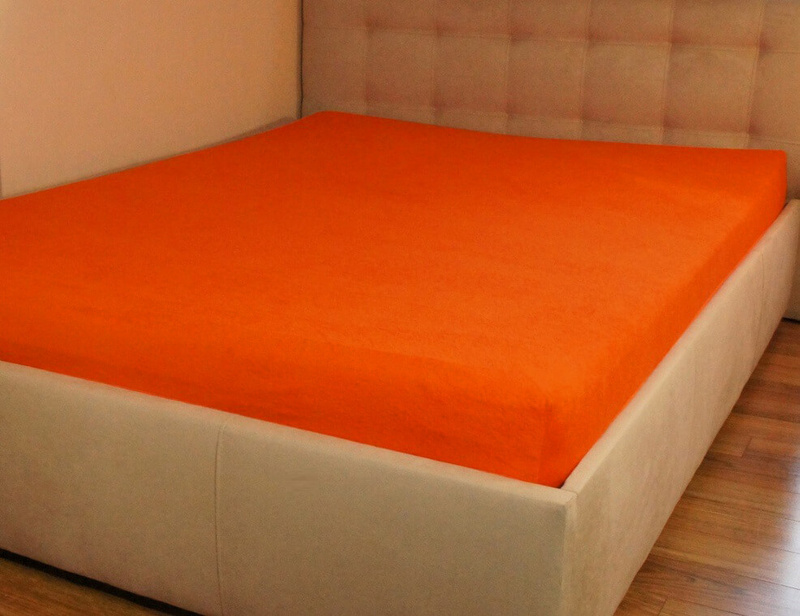 Prześcieradło frotte z gumką pomarańczowe 120x200