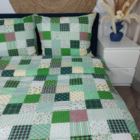 Pościel z kory Zielony patchwork 200x220