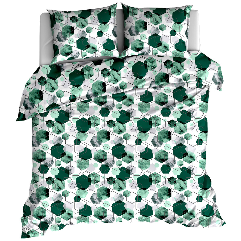 Pościel bawełniana Hexagon emerald 180x200