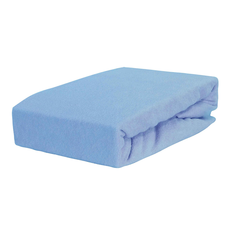 Prześcieradło frotte z gumką błękitne 140x200