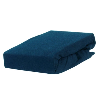 Prześcieradło frotte z gumką ciemno granatowe 140x200