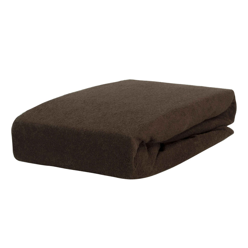 Prześcieradło frotte z gumką czekoladowo brązowe 120x200