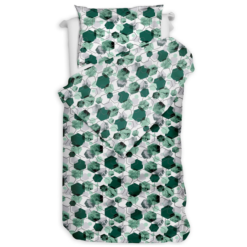 Pościel bawełniana Hexagon emerald 135x200